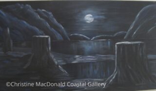 Stumps in Moonlight Acrylic 18 x 36 Early Work 1996